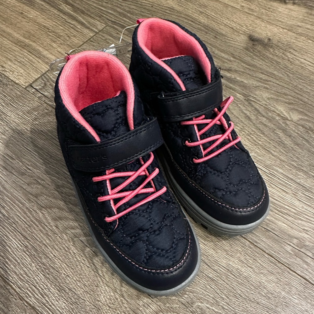 Kids Quilted Sneakers - Black and Pink